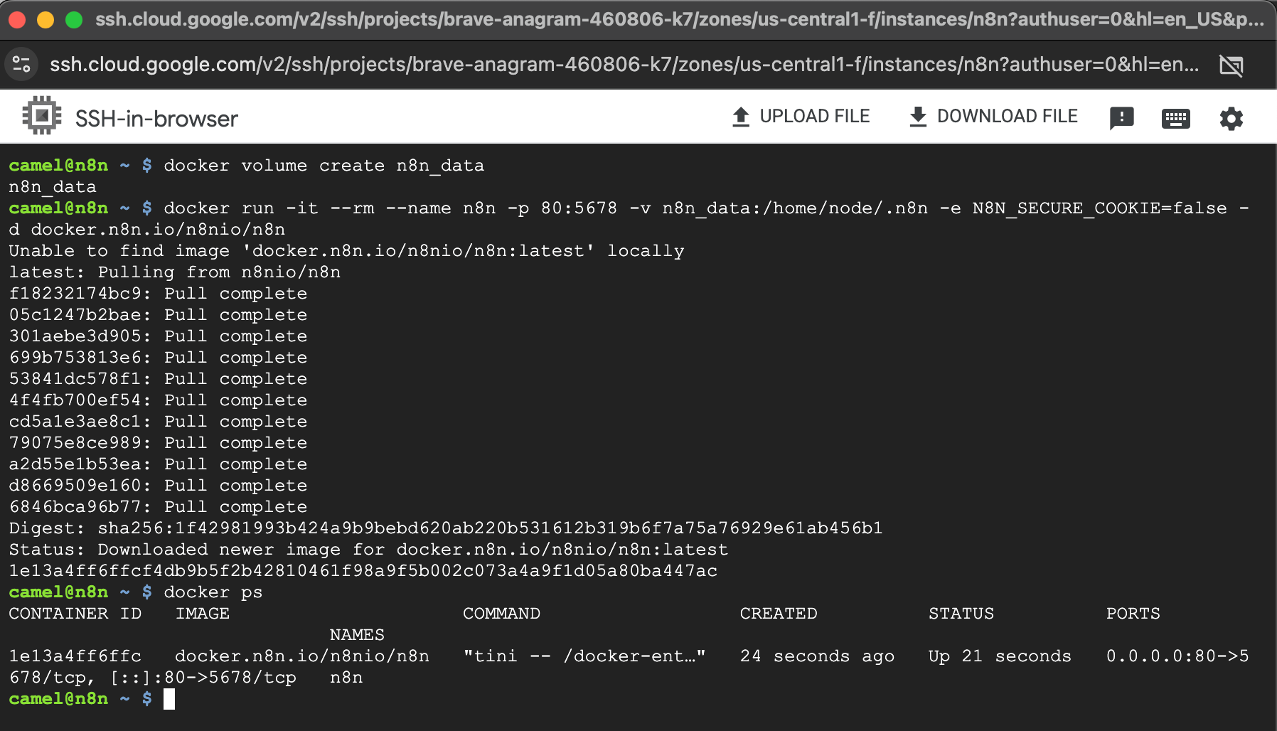 確認 n8n 伺服器啟動